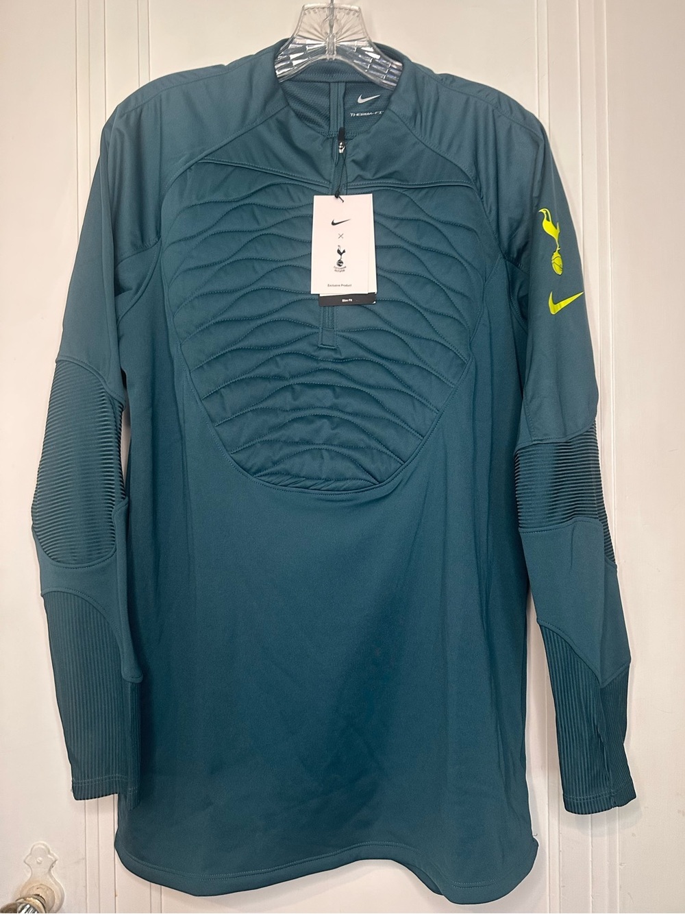 Nike Teal Long-Sleeve Quarter-Zip Training Top with Neon Yellow Accents